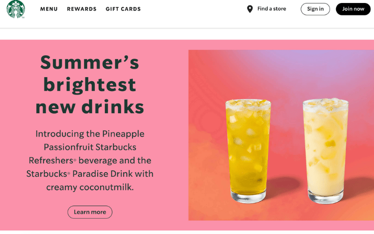アメリカのスターバックスサイト